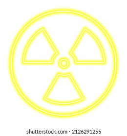 Yellow neon radiation icon isolated on white. Vector illustration