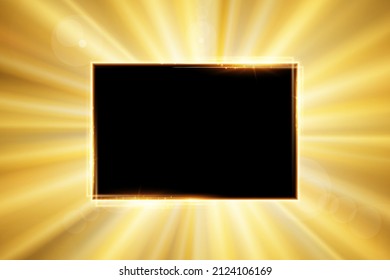 yellow neon rectangle frame, Glow border. frame with shining effects sign on transparent background, vector illustration.