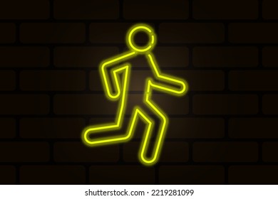 Hombre que corre el neón amarillo. Ilustración vectorial. imagen de stock. 