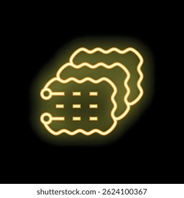 Yellow neon sign representing a machine learning process with data and connections, perfect for technology and innovation concepts