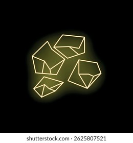 Yellow neon sign representing sugar cubes, ideal for illustrating concepts such as food, diet, unhealthy eating, glucose or diabetes