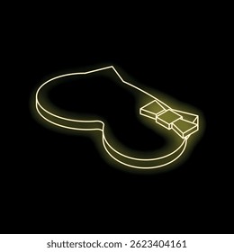 Yellow neon sign showing classic violin over black background