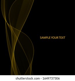 ola de neón amarillo. líneas abstractas vectoriales. plantilla para publicidad