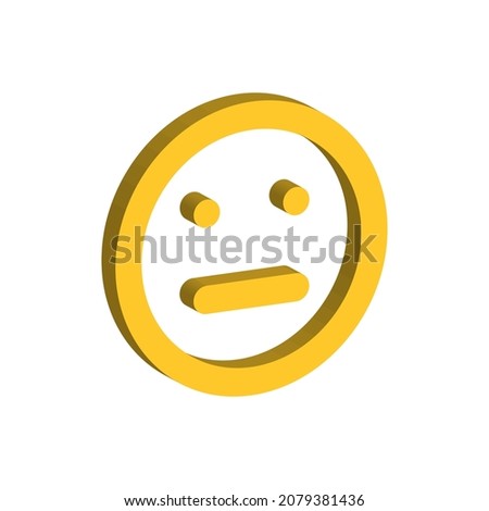 yellow neutral emotion smile 3d isometric stroke vector icon