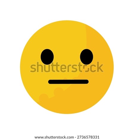 Yellow neutral face emoji, vector icon
