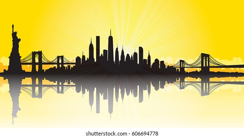 Yellow New York City Skyline Vector