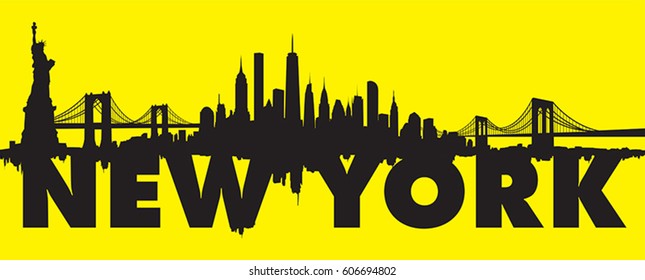 Yellow New York City Skyline Vector Stock Vector (Royalty Free ...