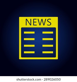 Yellow news vector icons on a blue background