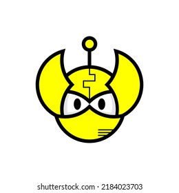 Logo De Robot Ninja Amarillo En Fondo Blanco.