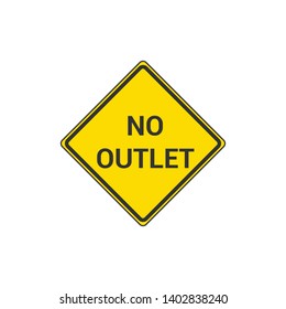 Yellow No Outlet Sign Isolated On White Background. Traffic Symbol Modern Simple Vector Icon