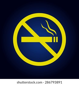 Yellow  No smoking sign  on a blue background