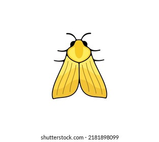 Yellow nocturnal moth, butterfly and moth, logo design. Flying insects, nature, entomology and entomological, vector design and illustration