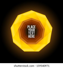 Yellow Nonagon Shape On Dark Background 