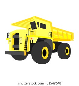 yellow non-gradiented quarry truck, vector illustration