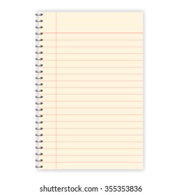 yellow note book on white background