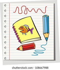 yellow note book with pencil.