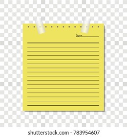 Yellow note with clear tape attached to the note.