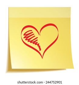 Yellow note with heart