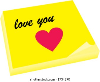 yellow note with love you