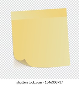 yellow note paper on transparent background