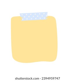 yellow note paper post with heart type. Love romantic sticker on wall. Valentine greeting card, design Notepad Vector illustration