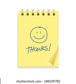 Yellow note paper and smile text background