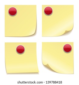 Yellow note with red glossy button