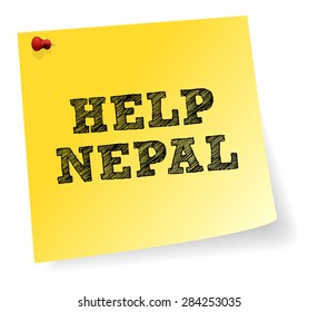 Yellow Note Sticker With Help Nepal Sign