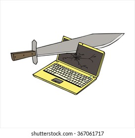 yellow notebook, cracks, damage, cartoon vector