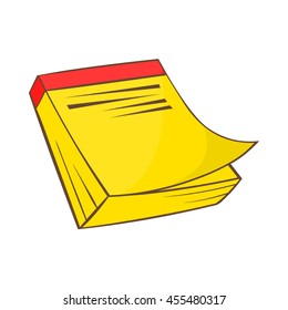Yellow notebook icon in cartoon style on a white background