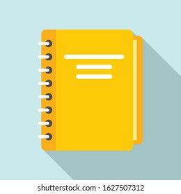 Yellow notebook icon. Flat illustration of yellow notebook vector icon for web design