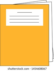 Yellow notebook, illustration, vector on white background.