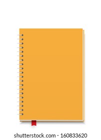 Yellow notebook isolated on white background cutout