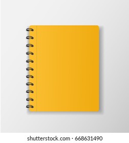 yellow  notebook on white  background blank paper cover vector illustration