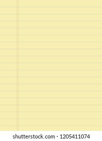 Yellow notebook paper background with blue and red lines