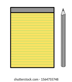 yellow notebook with a pencil. icon to use. vector illustration.