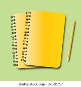 Yellow Notebook and Pencil Vector