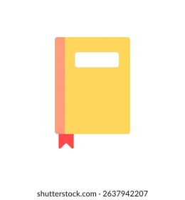 A yellow notebook with a simple flat look. Great for notes, schoolwork, study apps, or office-related illustrations