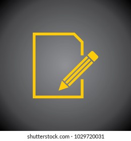 Yellow notepad icon on black background.
