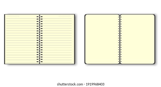 Yellow notepad . Notebook paper. Blank vertical notebook page. Stock image.