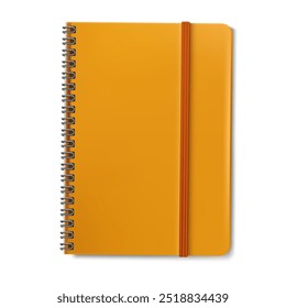 Yellow notepad for notes, vector realistic diary