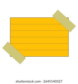Yellow notepad with tape on the top and bottom corners