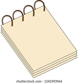 Yellow notepad vector icon. Office thematics illustration. Isolated on a white background