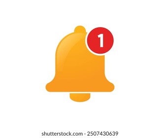 Yellow notification bell. Notice buttons. New important message. Golden notification bell for social media, event reminder, Social media reminder.