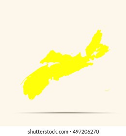 Yellow Nova Scotia Map Illustration