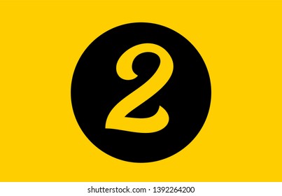 yellow number 2 icon design with black circle suitable for a business or corporate logo