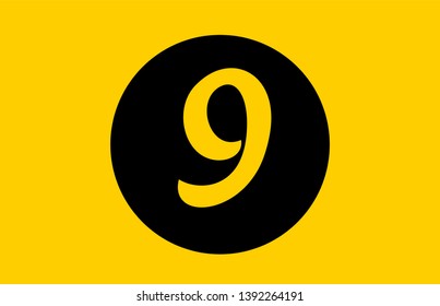 yellow number 9 icon design with black circle suitable for a business or corporate logo