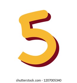 yellow number five font on white background