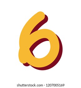yellow number six font on white background