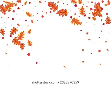 Vector blanco de fondo de roble amarillo. Deja el diseño de papel. Acorn dorado. Textura decorativa. Caricatura de la hoja naranja.